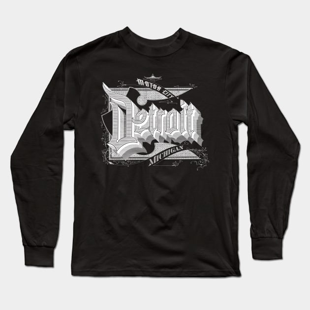 Vintage Detroit, MI Long Sleeve T-Shirt by DonDota